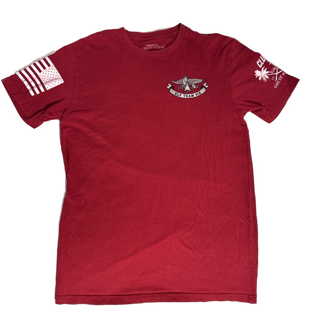 Grunt Style Graphic T Shirt Men's Medium Elf Team Six Maroon Red Short Sleeve